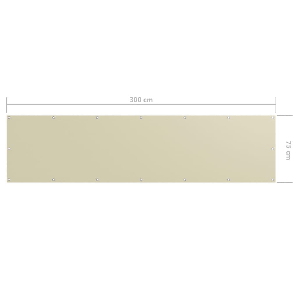 Paravento da Balcone Crema 75x300 cm Tessuto Oxford | homemem39