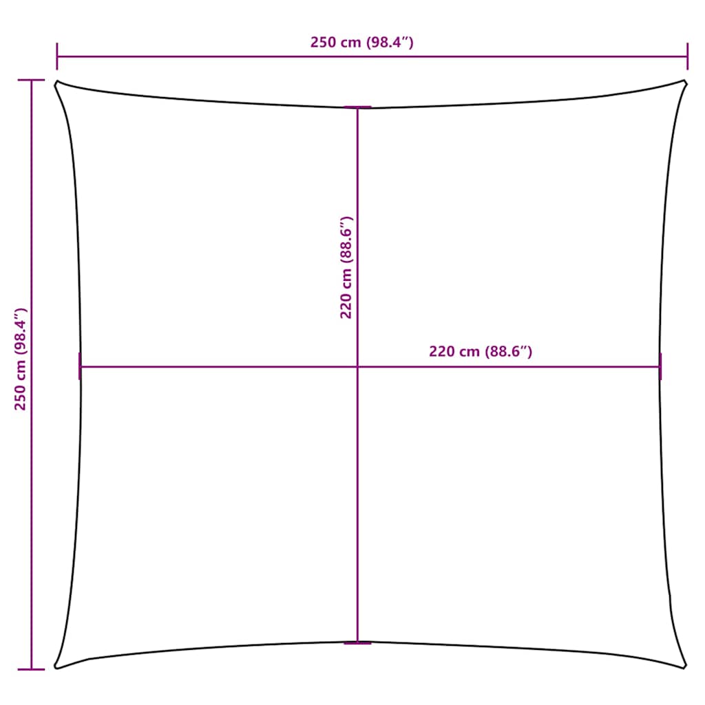 Vela Parasole in Tela Oxford Quadrata 2,5x2,5 m Crema