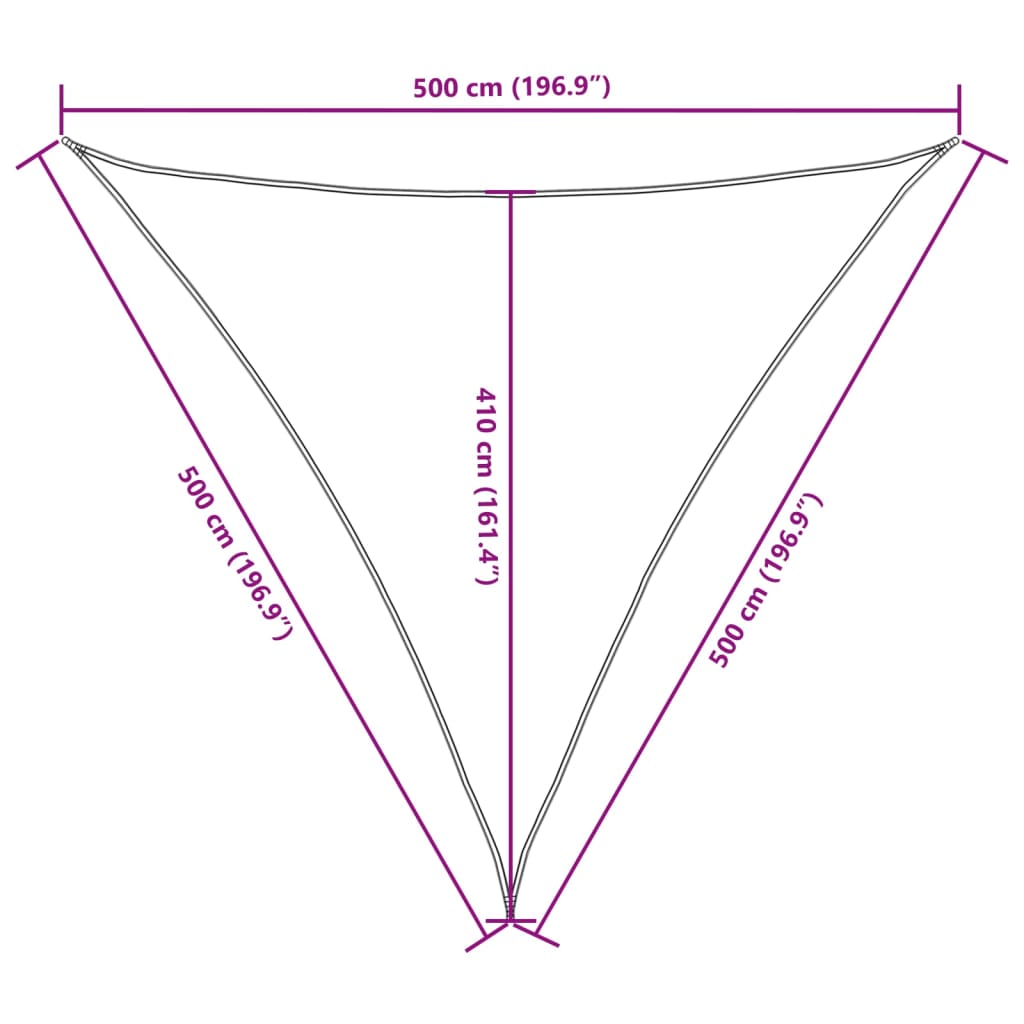 Parasole a Vela Oxford Triangolare 5x5x5 m Grigio Talpa