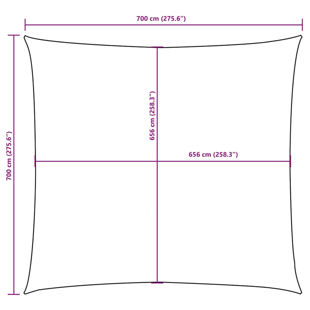 Parasole a Vela in Tela Oxford Quadrata 7x7 m Blu