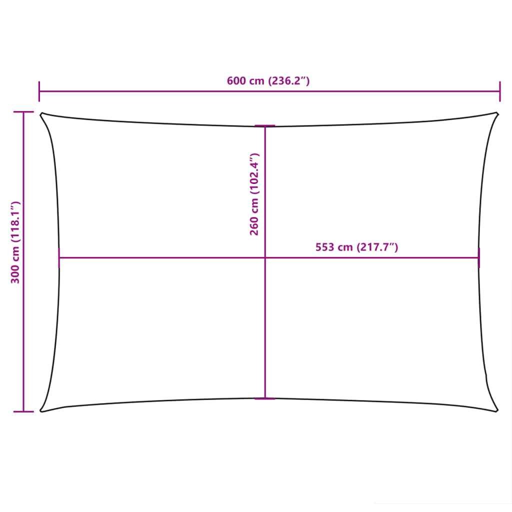 Parasole a Vela Oxford Rettangolare 3x6 m Arancione