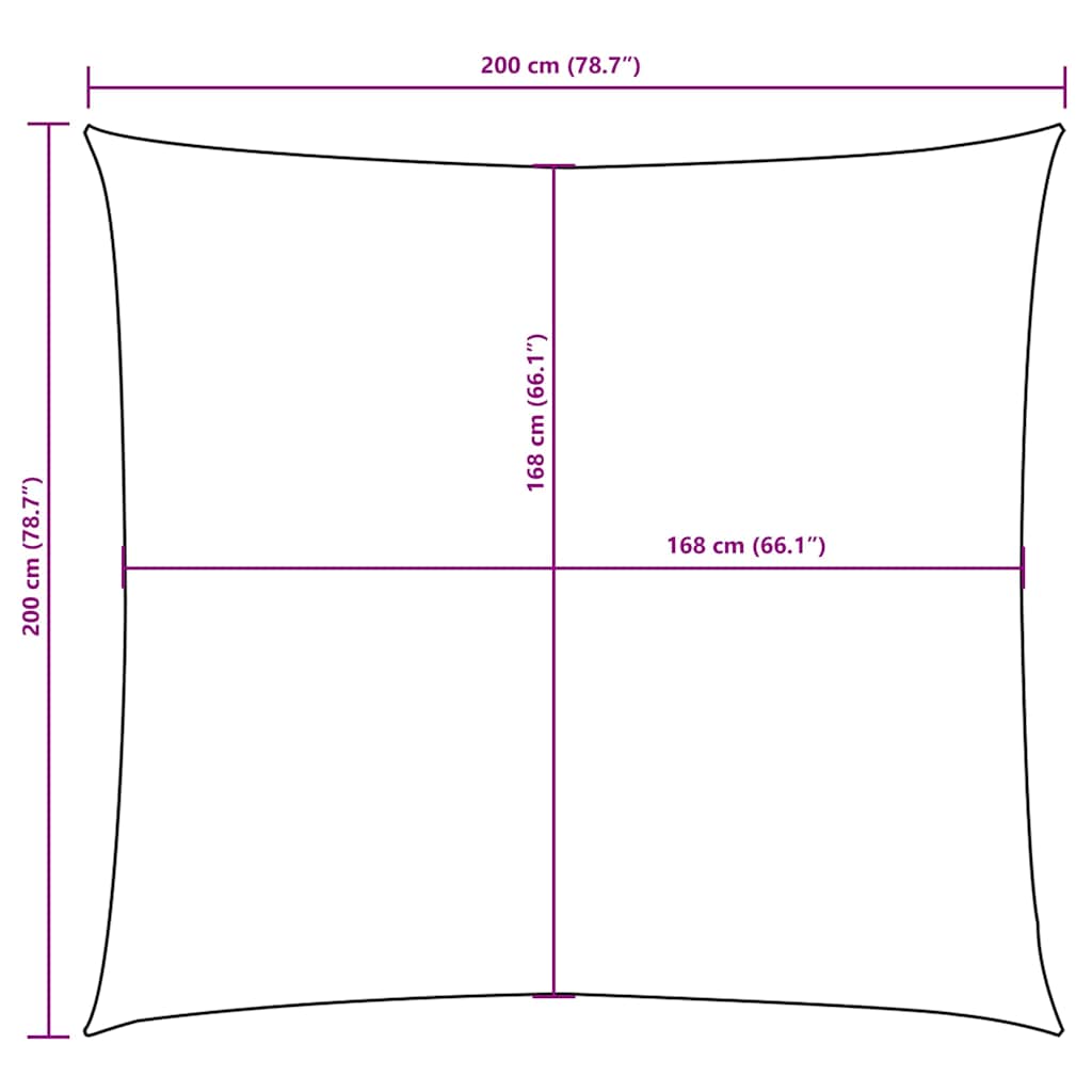 Vela Parasole in Tela Oxford Quadrata 2x2 m Nera