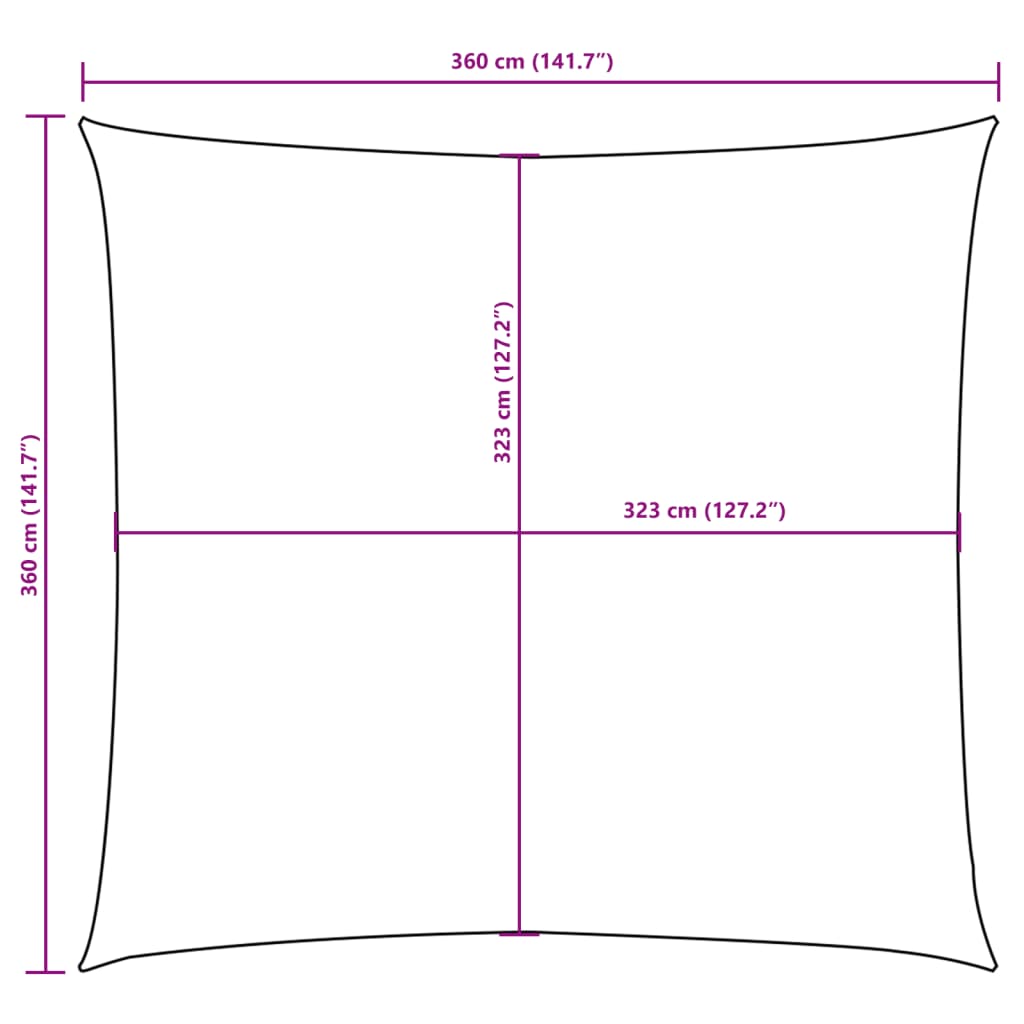 Vela Parasole in Tela Oxford Quadrata 3,6x3,6 m Nera | homemem39
