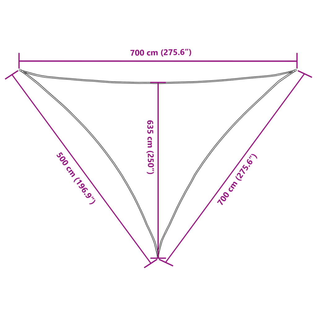 Parasole a Vela Oxford Triangolare 5x7x7 m Nero | homemem39