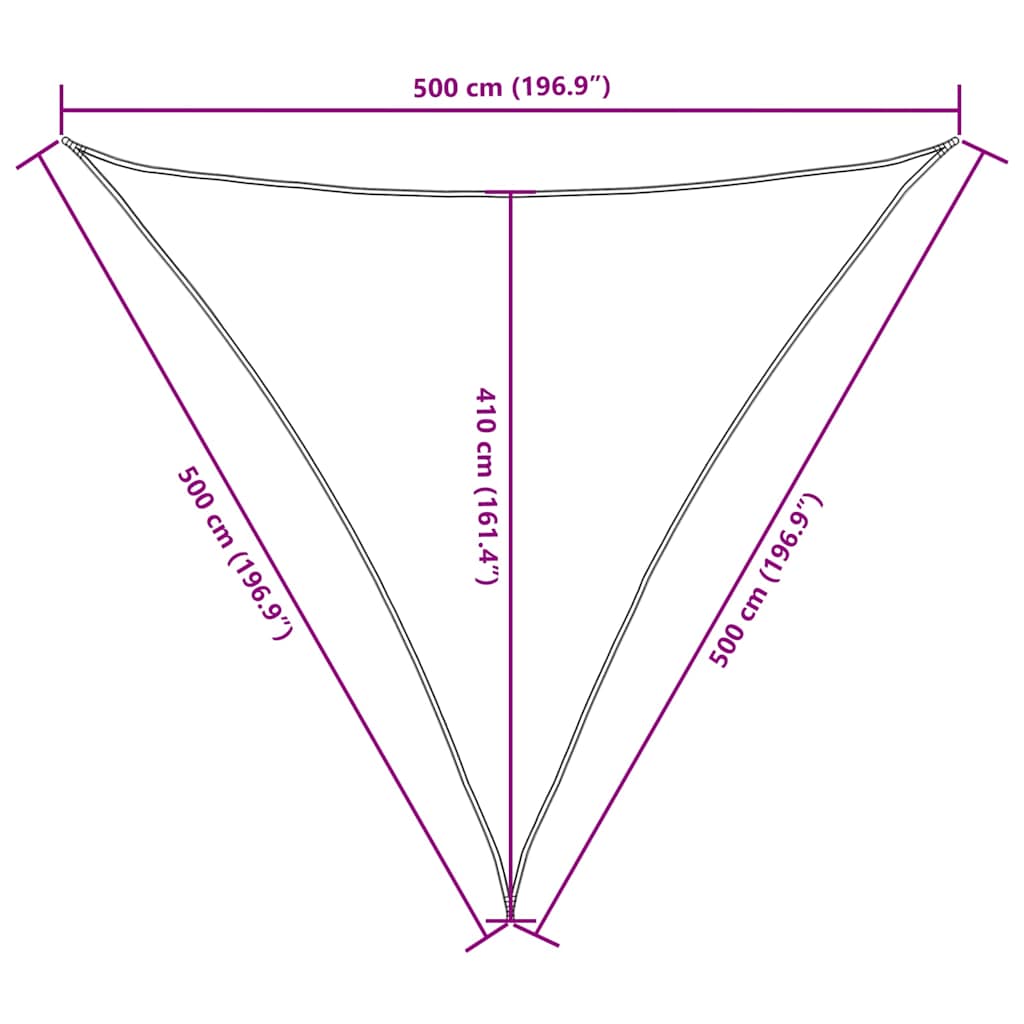 Parasole a Vela in Tessuto Oxford Triangolare 5x5x5 m Marrone