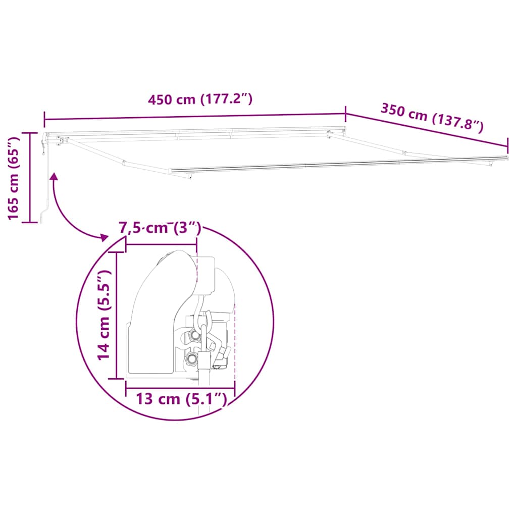 Tenda da Sole Bianco 4,5 × 3,5 m Metallo - homemem39