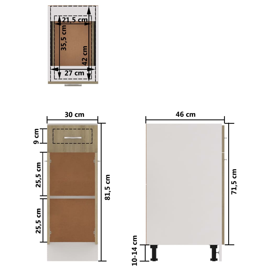 Armadio Inferiore Cassetto “Lyon” Rovere Sonoma 30x46x81,5
