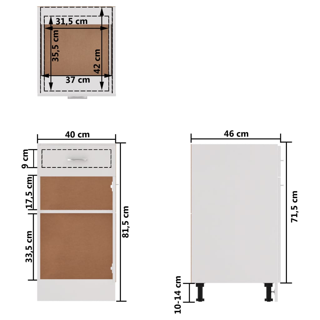Armadio Inferiore Cassetto “Lyon” Bianco 40x46x81,5 | homemem39