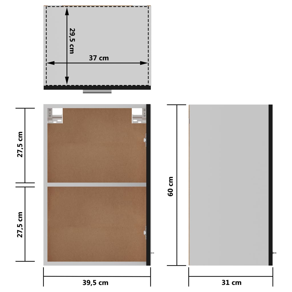 Mobile Pensile “Lyon” Nero 39,5x31x60 cm in Legno Multistrato | homemem39