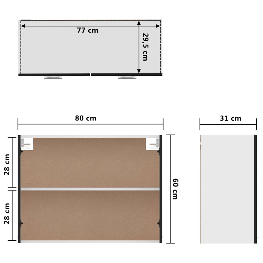 Mobile Pensile “Lyon” Nero 80x31x60 cm in Legno Multistrato