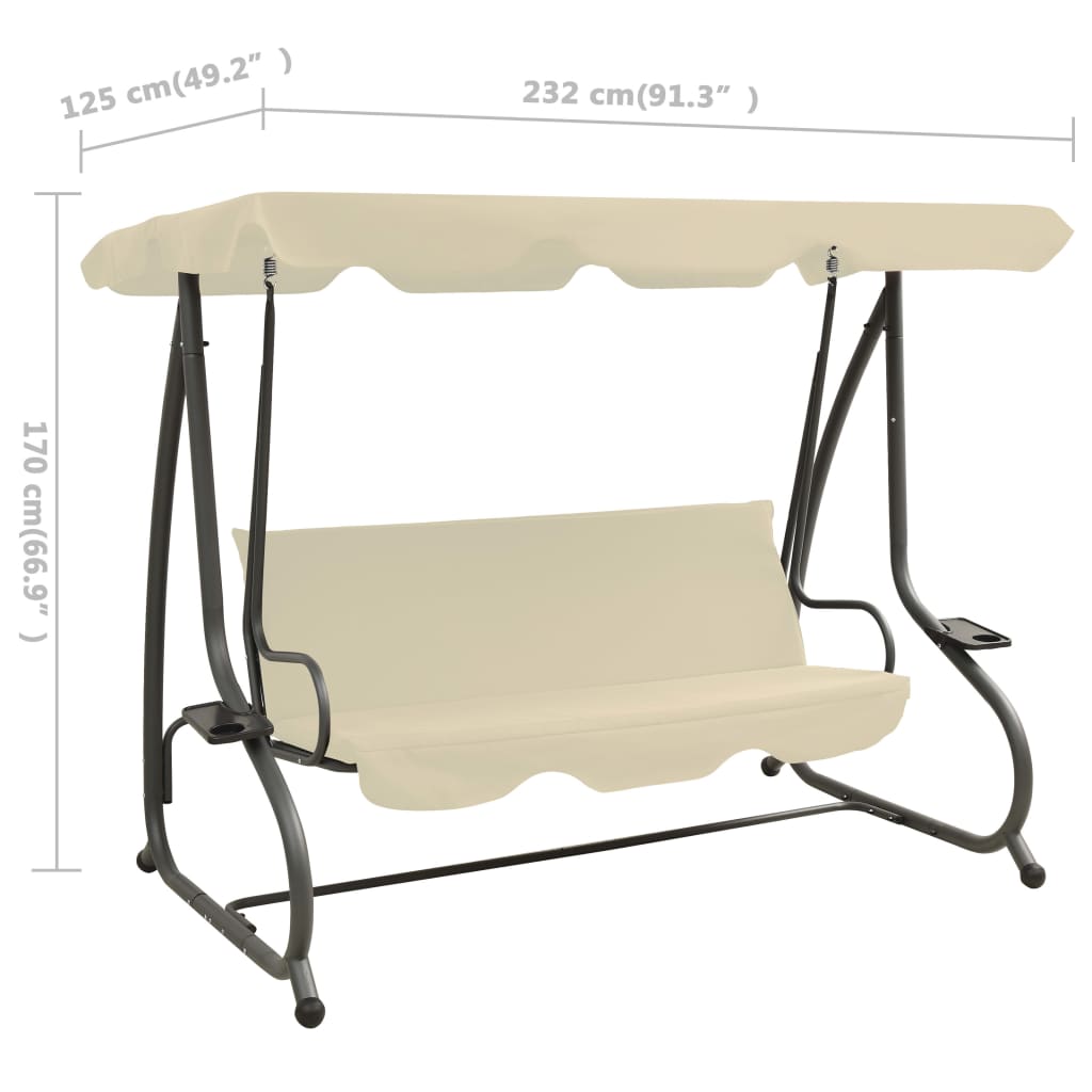 Panchina a Dondolo da Giardino con Baldacchino Bianco Sabbia | homemem39