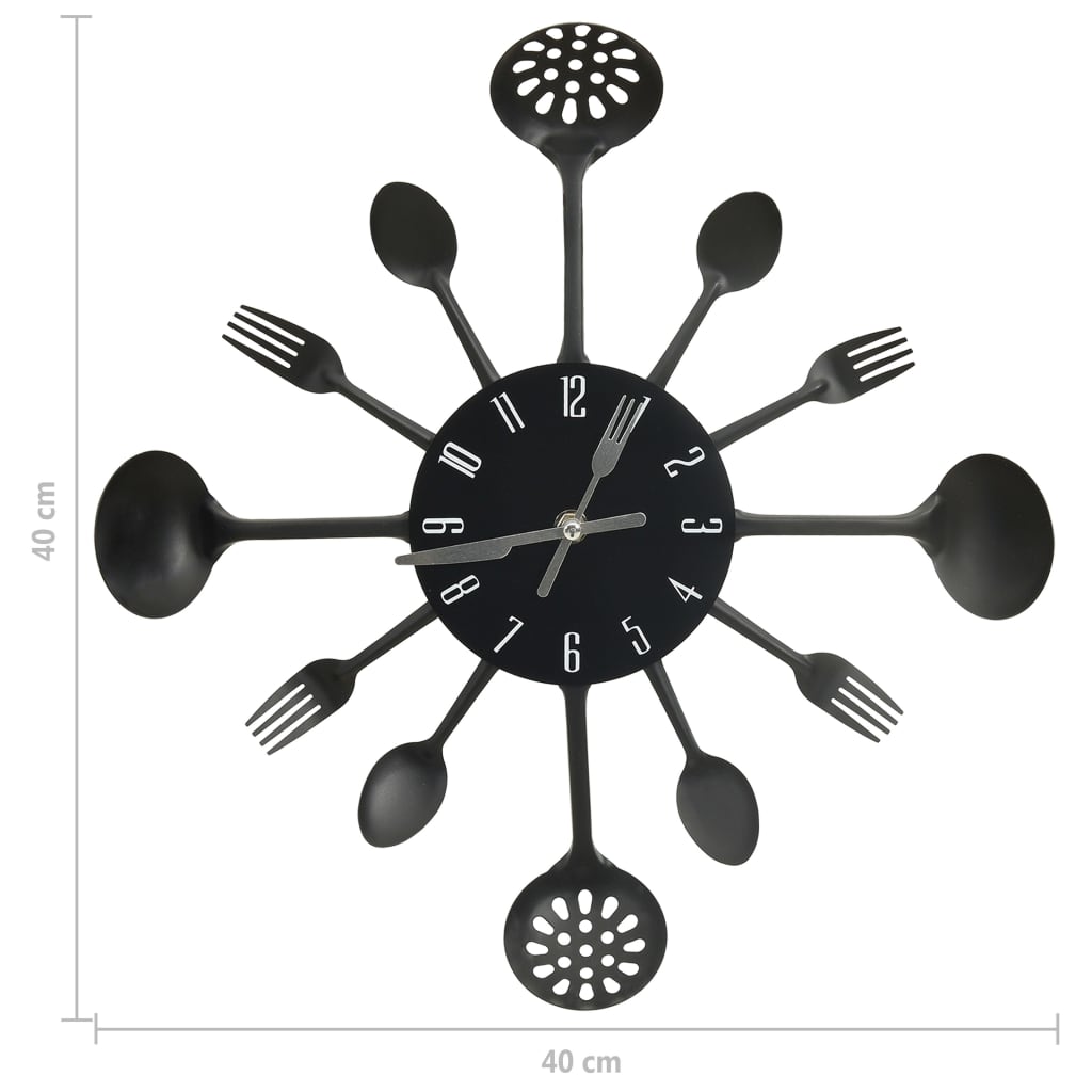 Orologio da Parete Cucchiaio e Forchetta Nero 40 cm Alluminio | homemem39