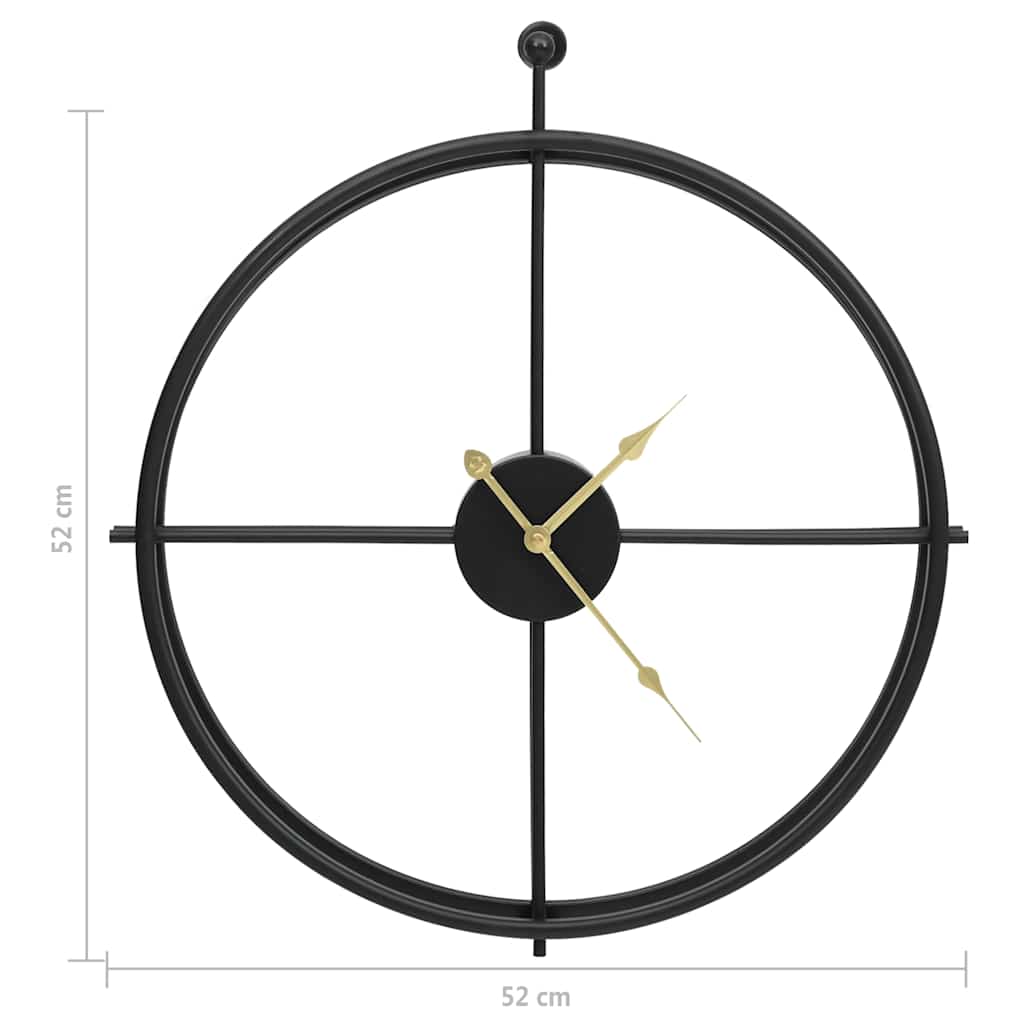 Orologio da Parete Nero 52 cm in Ferro | homemem39