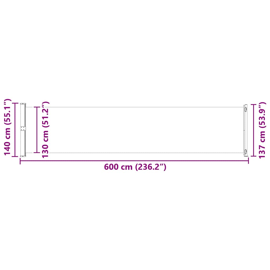 Tenda Laterale Retrattile per Patio 140x600 cm Nera
