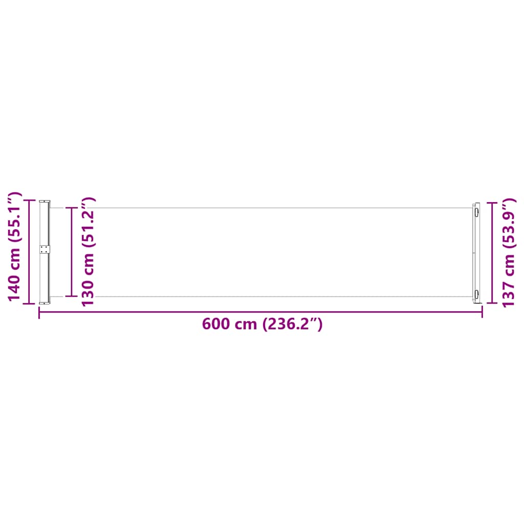 Tenda Laterale Retrattile per Patio 140x600 cm Marrone | homemem39