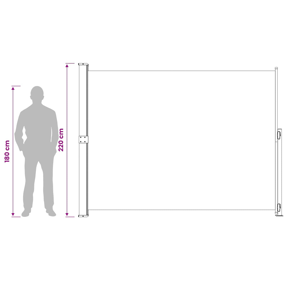 Tenda Laterale Retrattile per Patio 220x314 cm Grigia