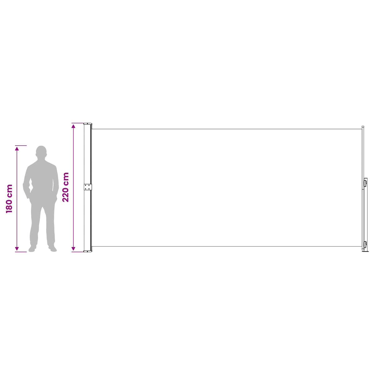 Tenda Laterale Retrattile per Patio 220x514 cm Nera