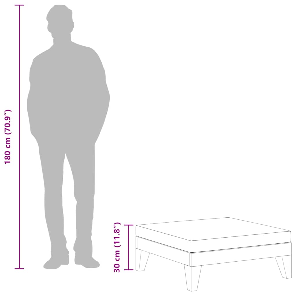 Poggiapiedi con Cuscino Bianco Crema in Massello d'Acacia - homemem39