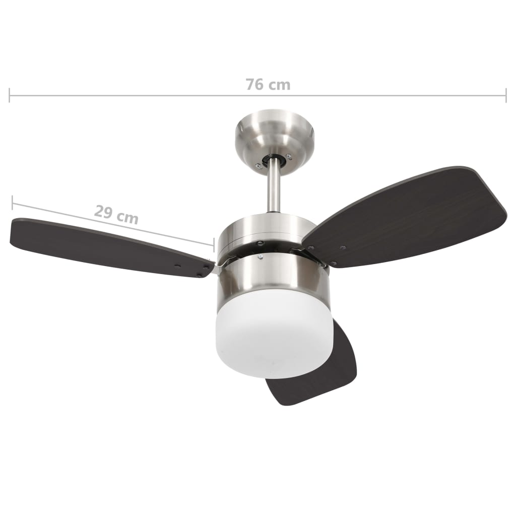 Ventilatore Soffitto con Luce e Telecomando 76 cm Marrone Scuro | homemem39