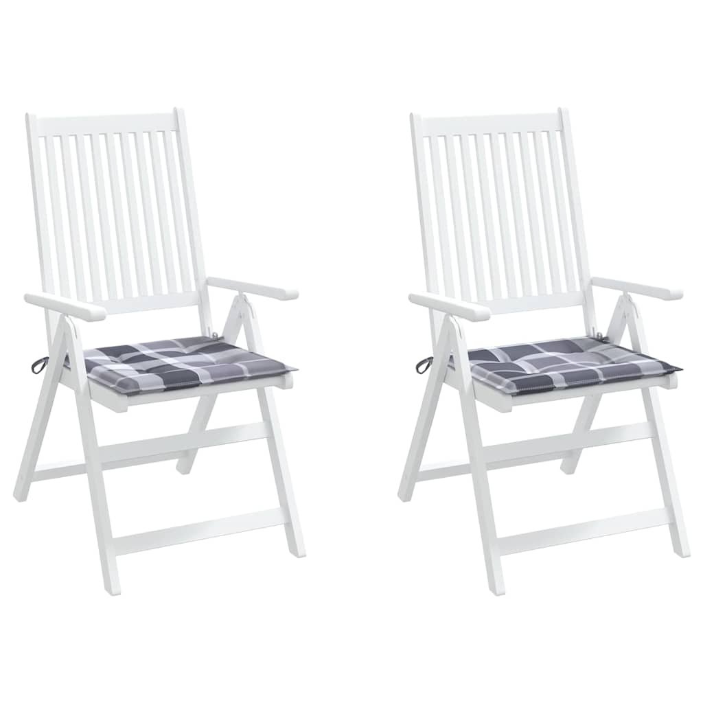 Cuscini per Sedia 2 pz a Quadri Grigi 50x50x3 cm Tessuto Oxford