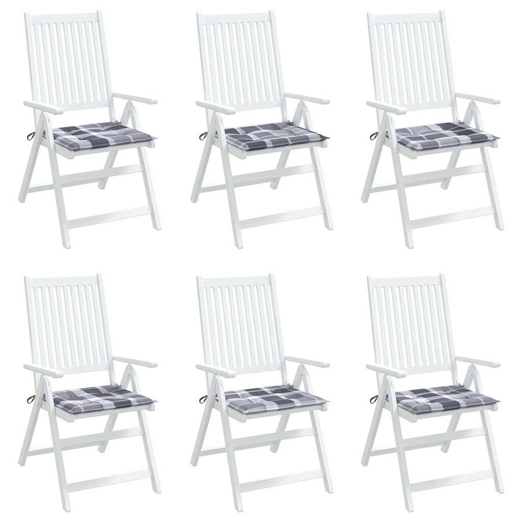 Cuscini per Sedia 6 pz a Quadri Grigi 50x50x3 cm Tessuto Oxford