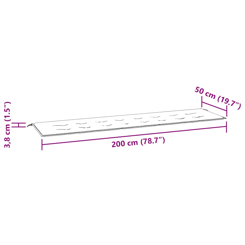Cuscino per Panca Verde Brillante 200x50x4 cm in Tessuto Oxford | homemem39