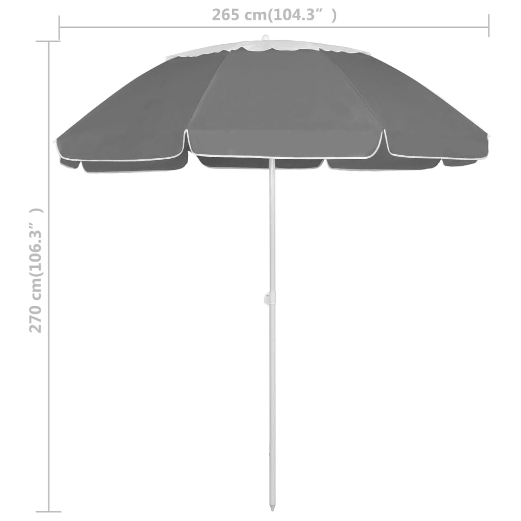 Ombrellone da Spiaggia Antracite 240 cm | homemem39