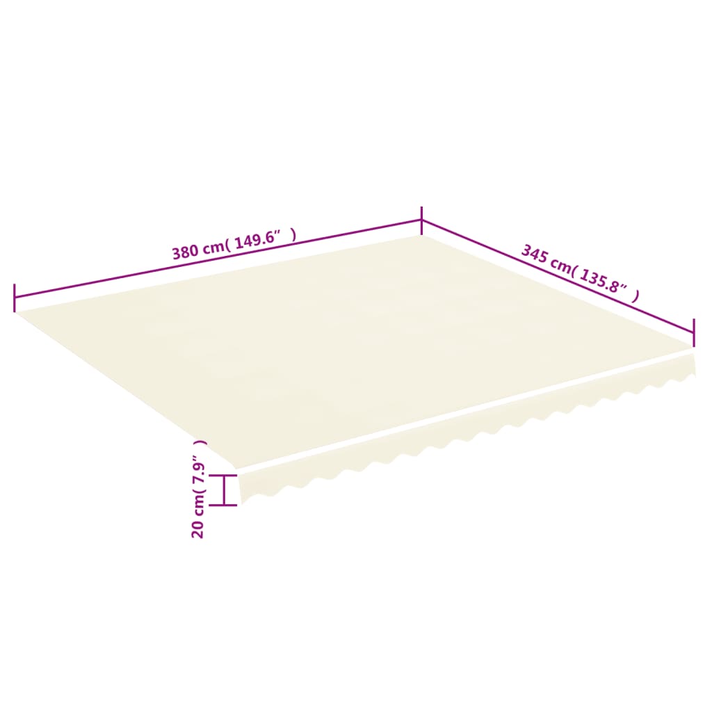 Tessuto di Ricambio per Tenda da Sole Crema 4x3,5 m Poliestere | homemem39