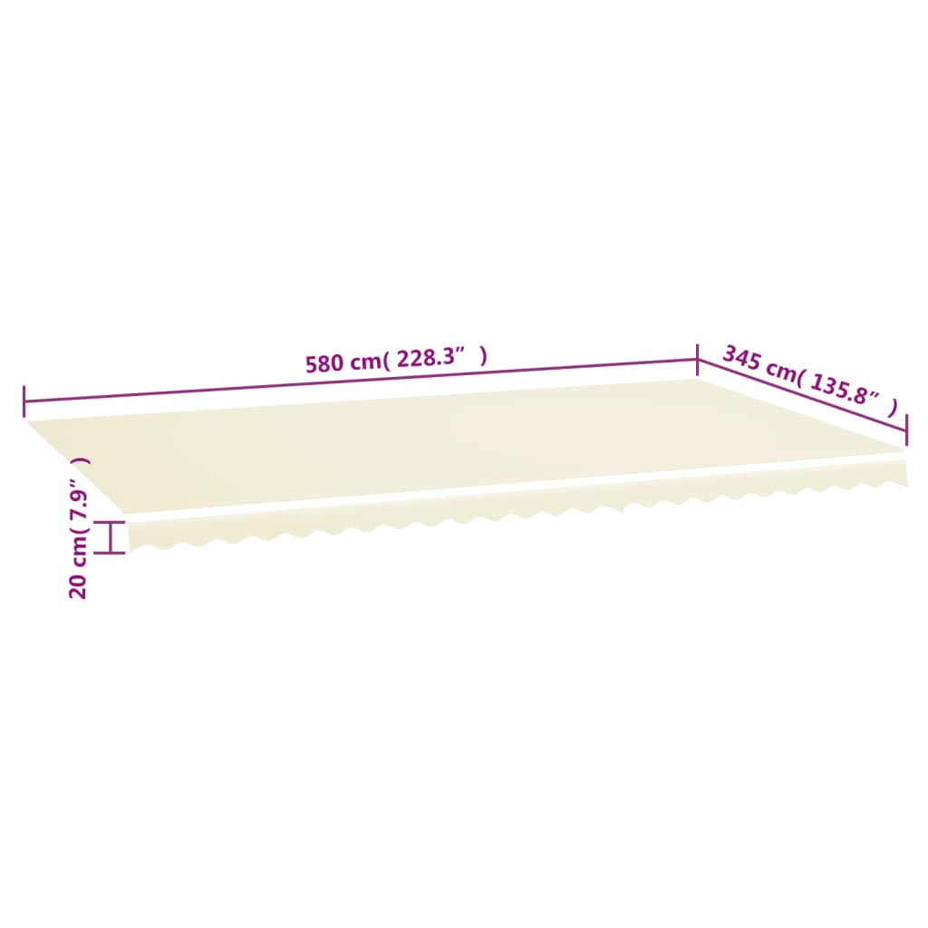 Tessuto di Ricambio per Tenda da Sole Crema 6x3,5 m | homemem39