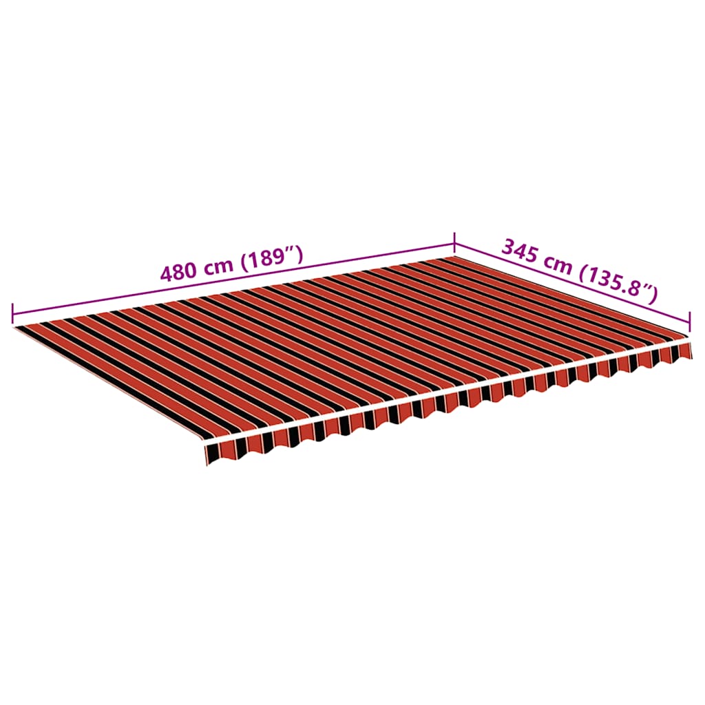 Tessuto di Ricambio Tenda da Sole Arancione e Marrone 5x3,5 m | homemem39