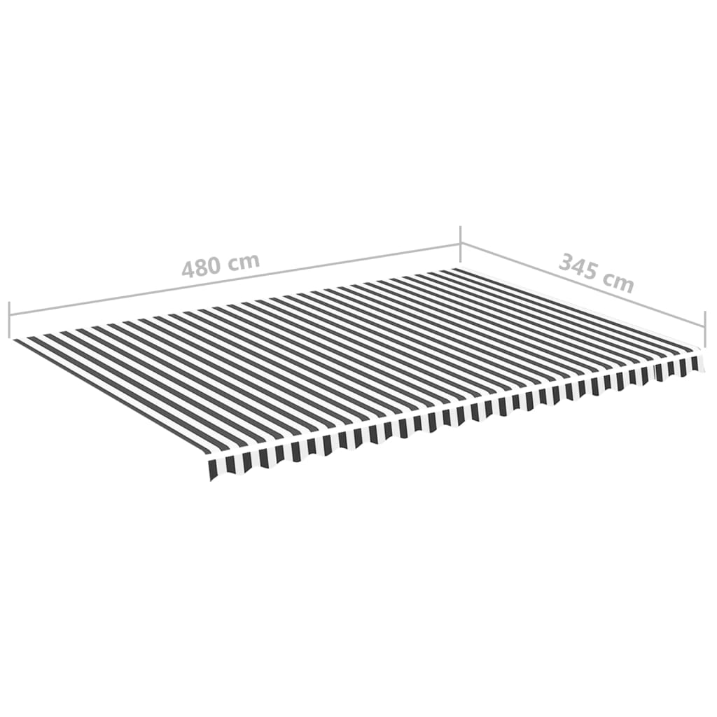 Tessuto di Ricambio Tenda da Sole Antracite e Bianco 5x3,5 m | homemem39