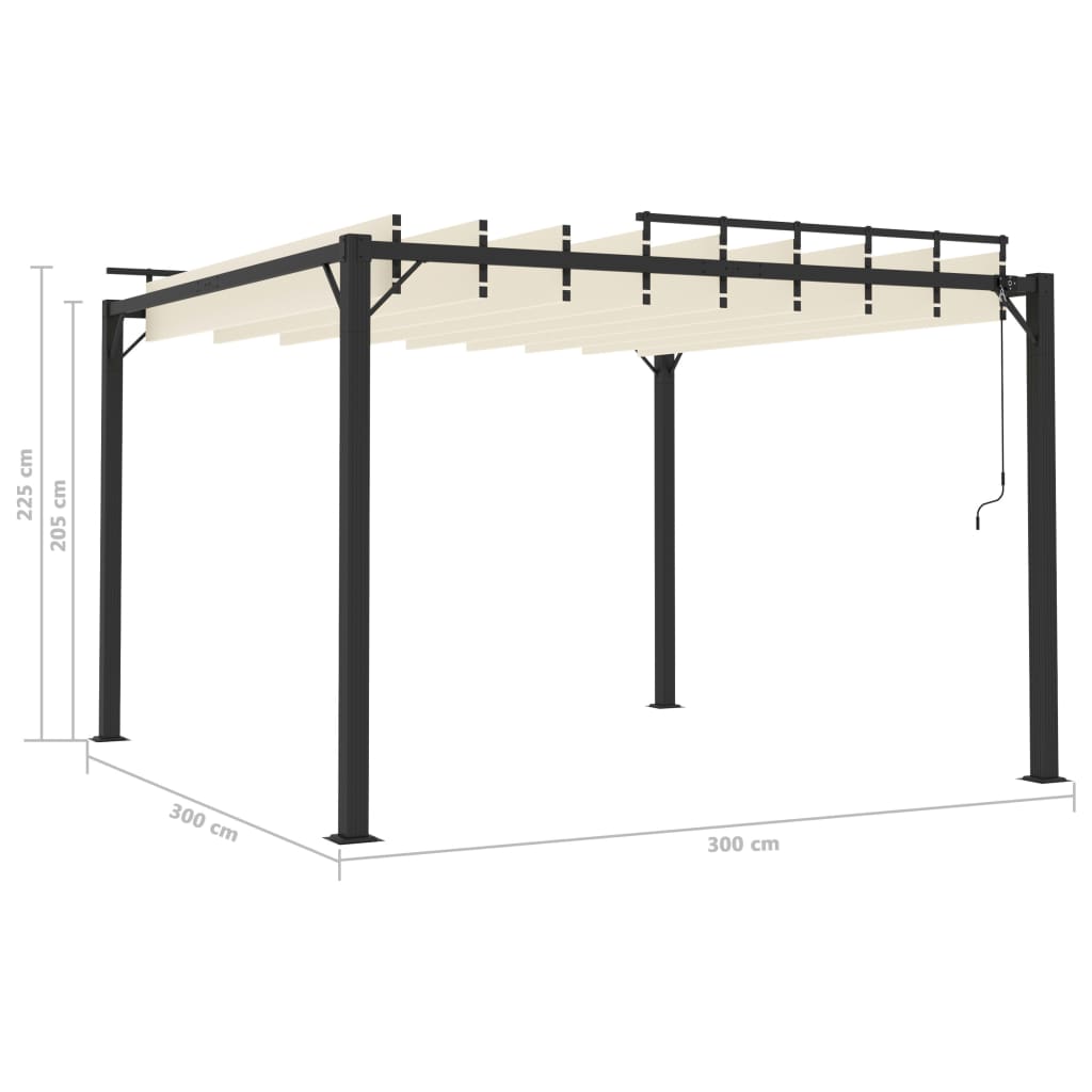 Gazebo con Tetto a Lamelle 3x3 m in Tessuto Crema e Alluminio - homemem39