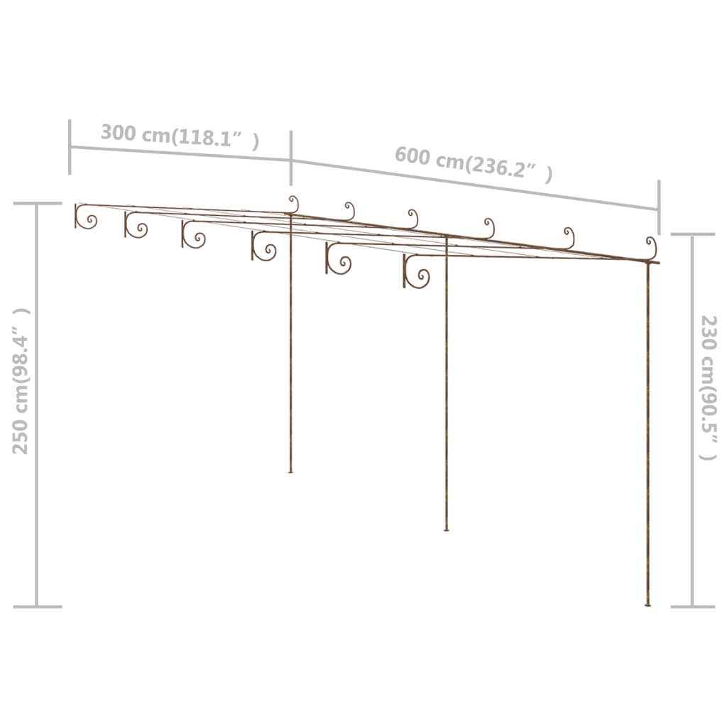 Pergolato da Giardino Marrone Anticato 6x3x2,5 m in Ferro | homemem39