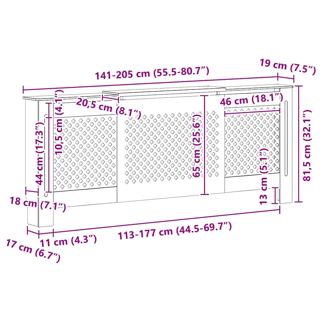 Copertura per Radiatore Nera in MDF 205 cm | homemem39