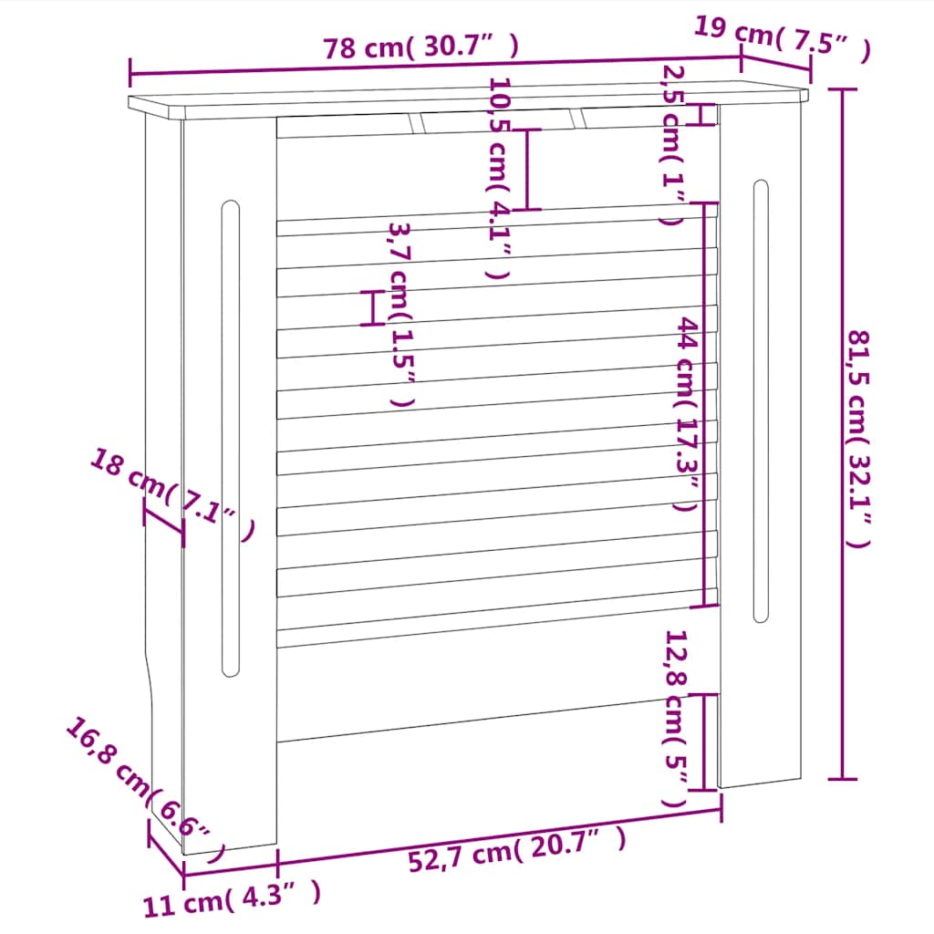 Copertura per Radiatore Nera in MDF 78 cm | homemem39