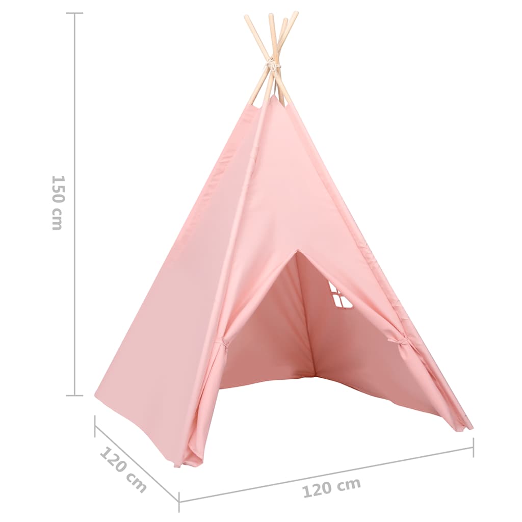Tenda Tipi per Bambini con Borsa Rosa Microfibra 120x120x150cm | homemem39