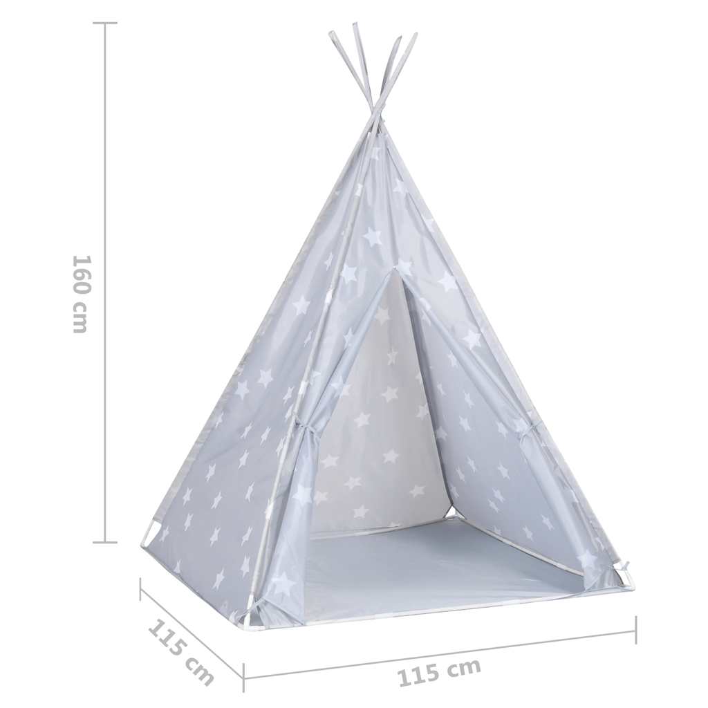 Tenda Tipi Bambini con Borsa Grigio Poliestere 115x115x160cm | homemem39