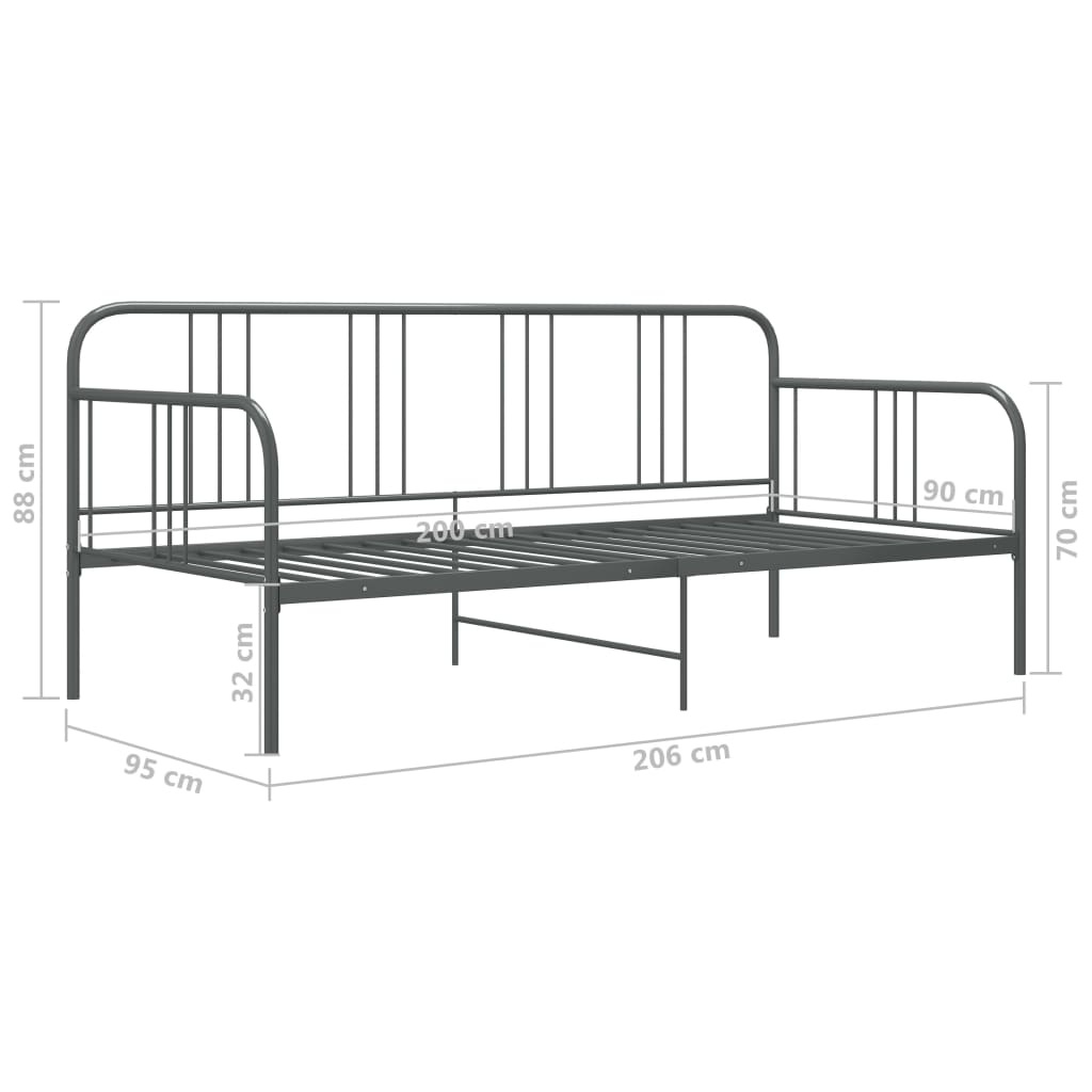 Divano Letto Grigio in Metallo 90x200 cm | homemem39