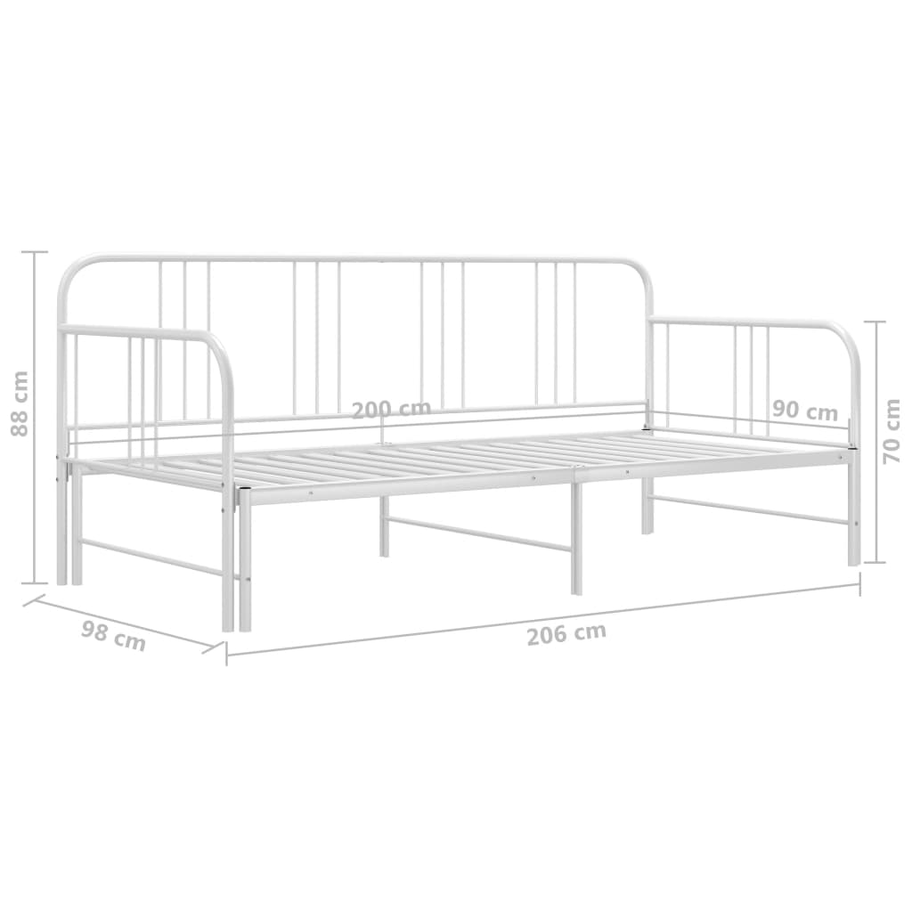 Telaio Divano Letto Estraibile Bianco in Metallo 90x200 cm | homemem39