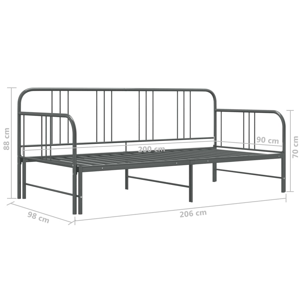 Telaio Divano Letto Estraibile Grigio in Metallo 90x200 cm | homemem39