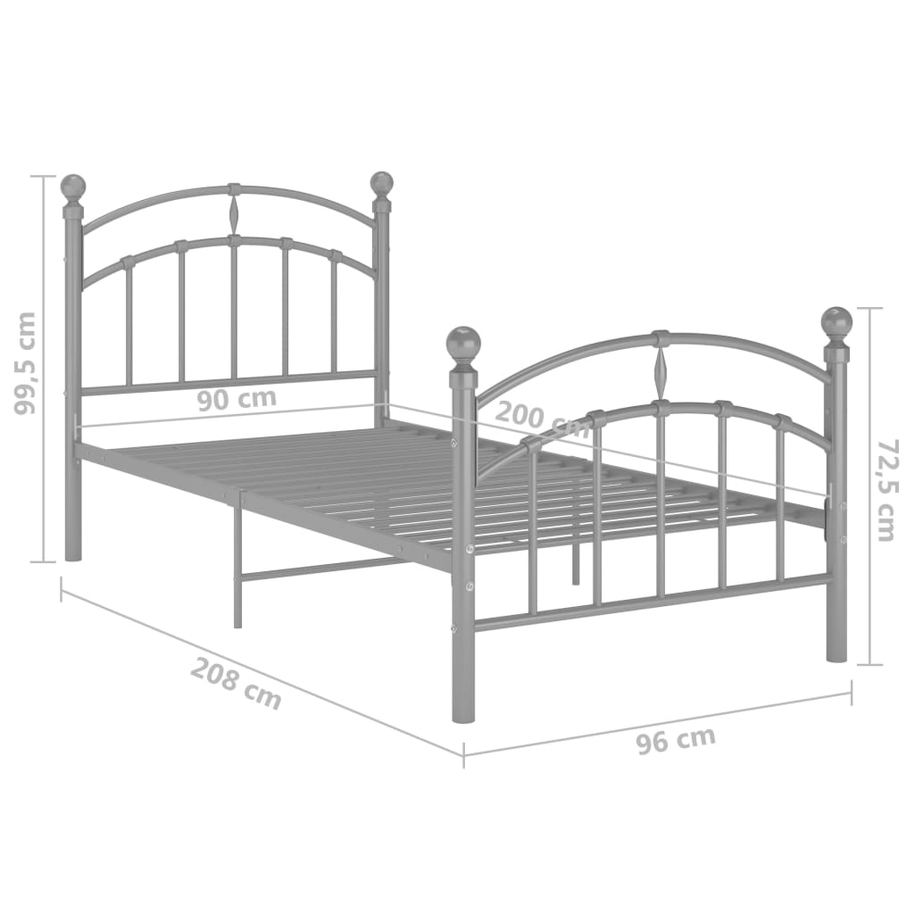 Giroletto Grigio in Metallo 90x200 cm | homemem39