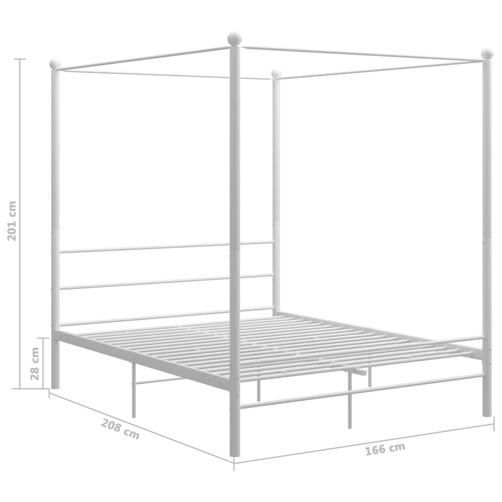 Letto a Baldacchino Bianco in Metallo 160x200 cm | homemem39