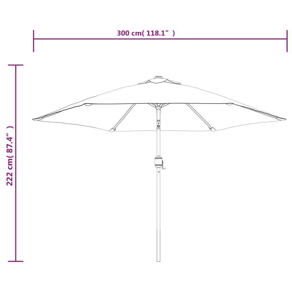 Ombrellone da Giardino con Palo in Metallo 300 cm Rosso Bordò | homemem39