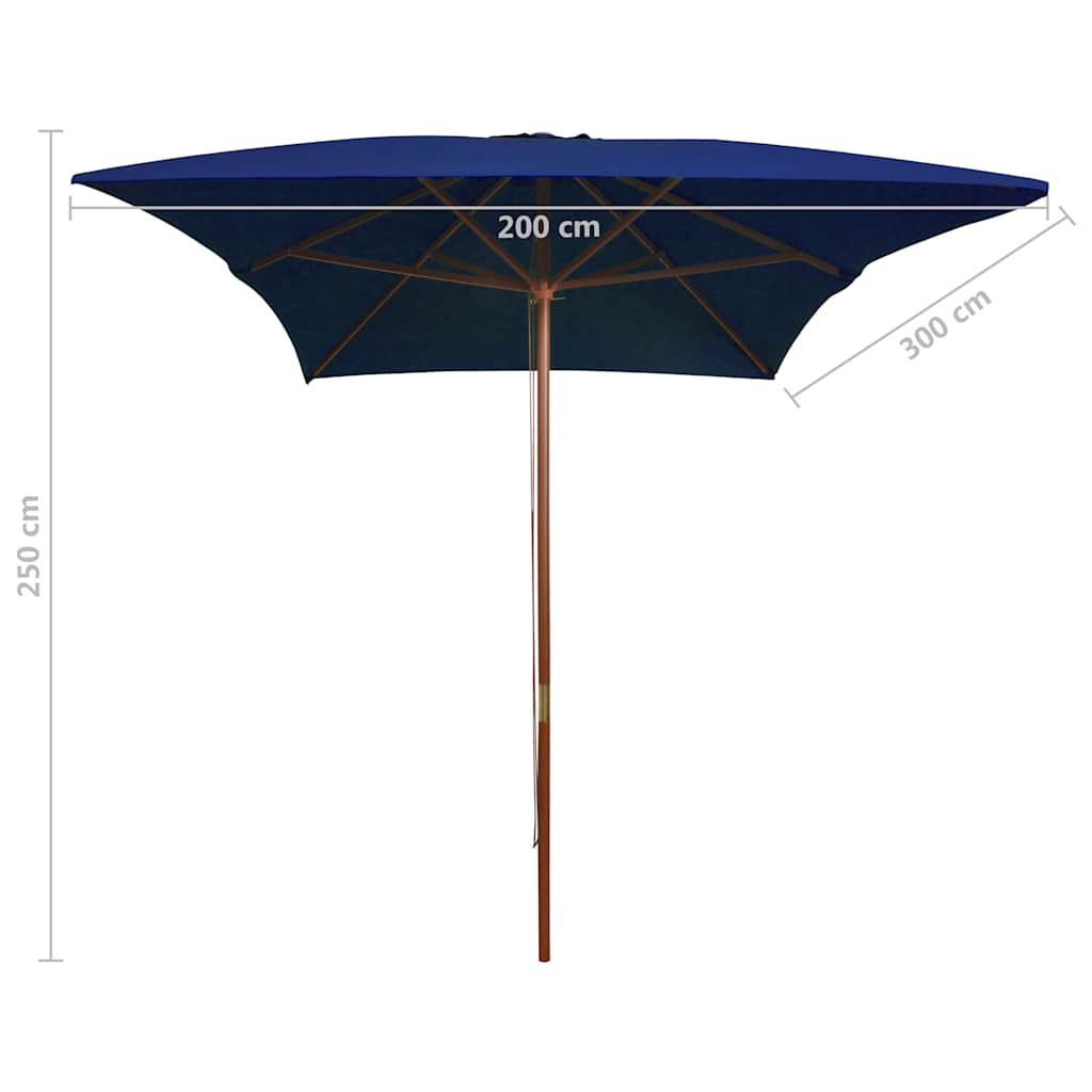 Ombrellone da Giardino con Palo in Legno Blu 200x300 cm | homemem39