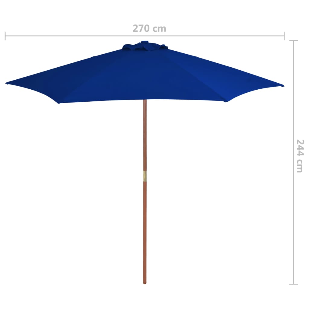 Ombrellone da Giardino con Palo in Legno Blu 270 cm | homemem39