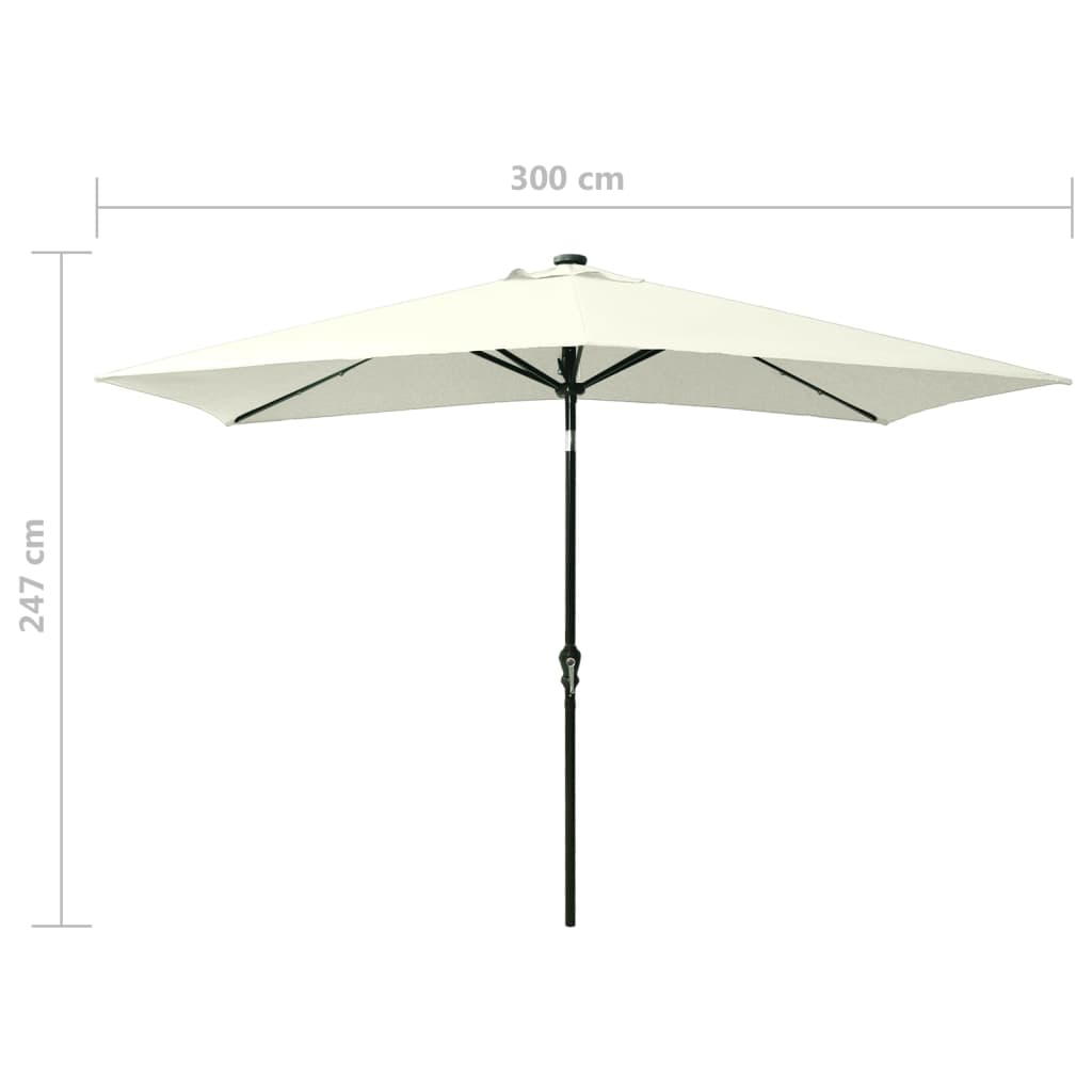 Ombrellone a Sbalzo con Palo in Acciaio e LED Sabbia 2x3 m | homemem39