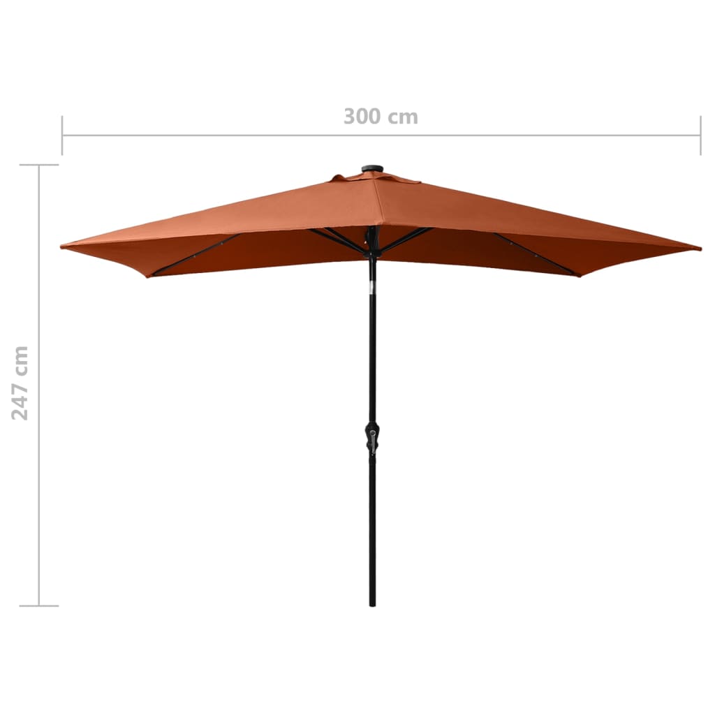 Ombrellone da Giardino con LED Palo in Acciaio Terracotta 2x3 m | homemem39
