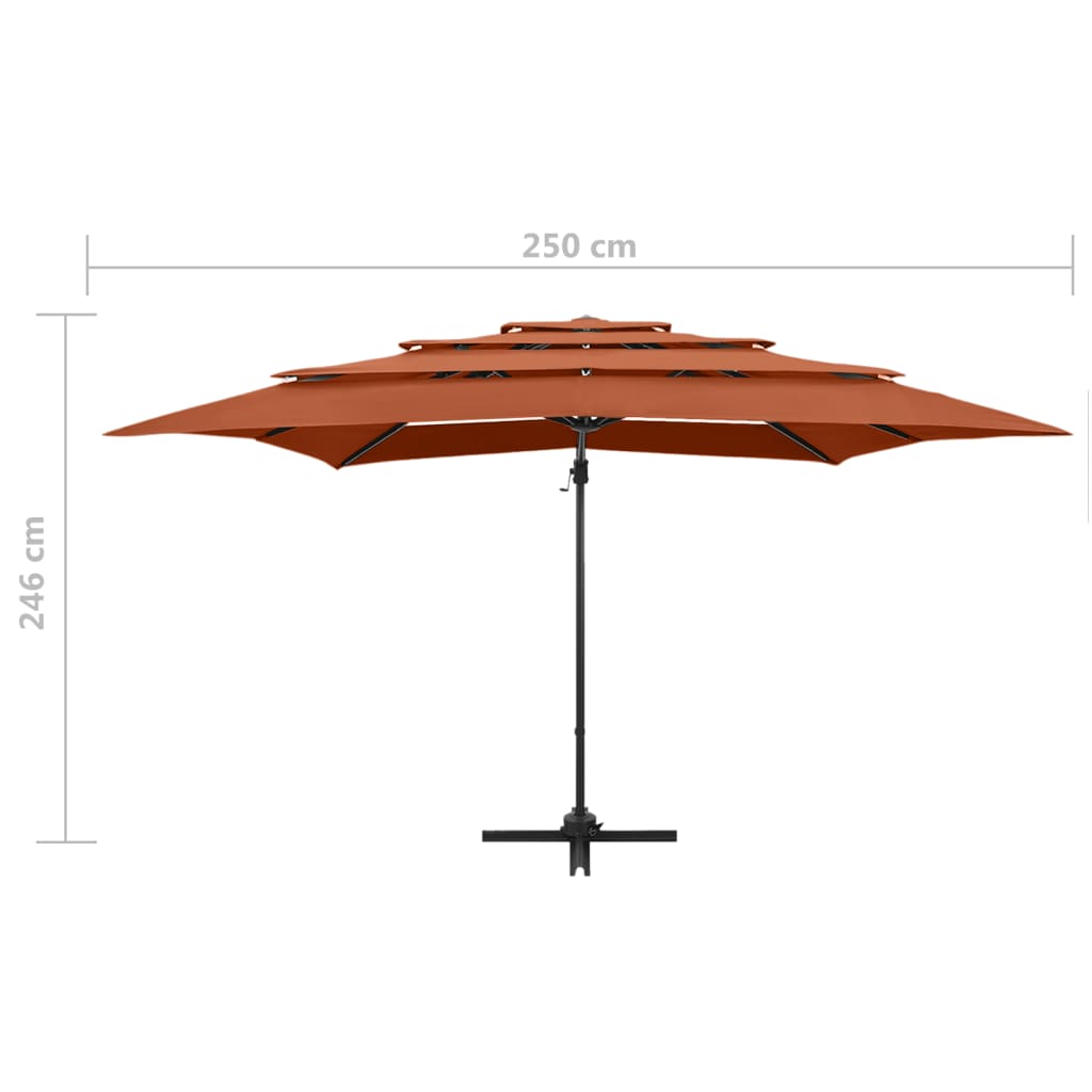 Ombrellone a 4 Livelli Palo in Alluminio 250x250 cm Terracotta - homemem39