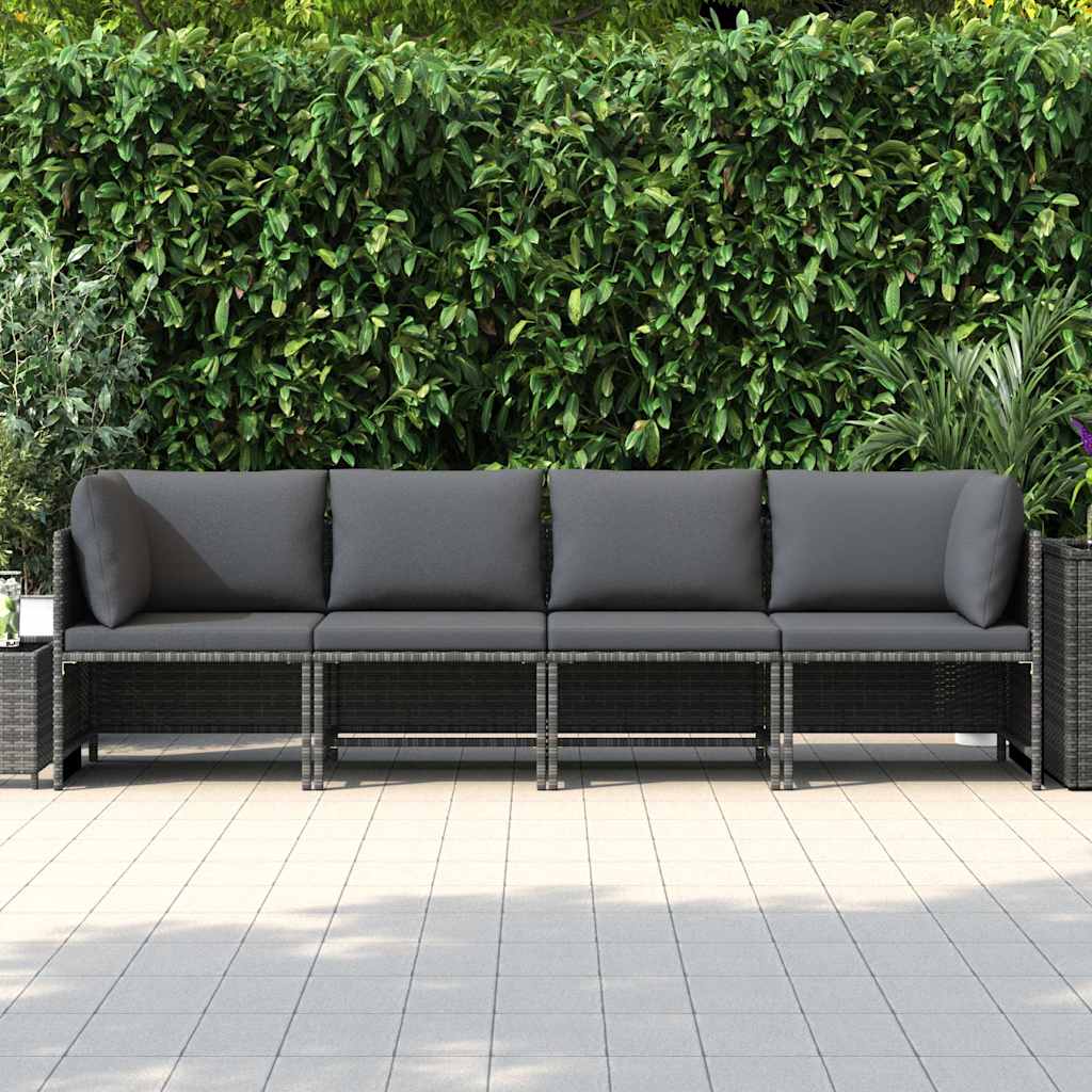 Divano da Giardino a 4 Posti con Cuscini in Polyrattan