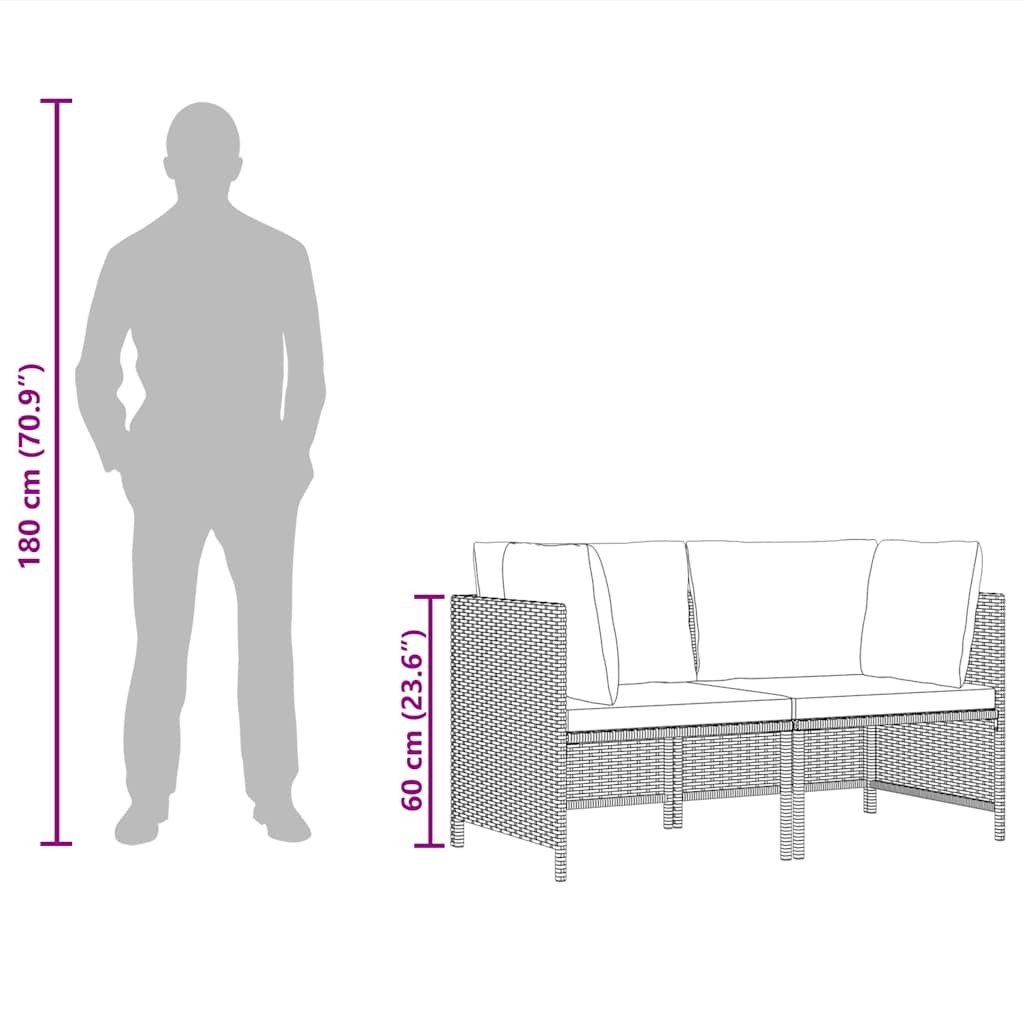 Set Divani da Giardino 2 pz con Cuscini in Polyrattan Grigio - homemem39